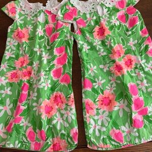 Pair of Lilly Pulitzer green/pink floral dresses~size12~